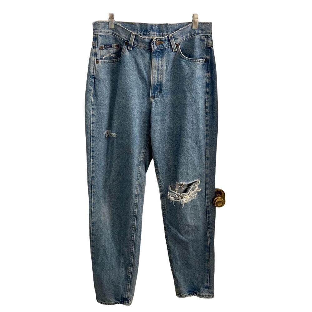 Vintage Lee Mom Distressed Light Wash Jeans - Waist Size 32